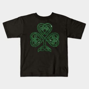 St Patricks Glitter Effect Clover Kids T-Shirt